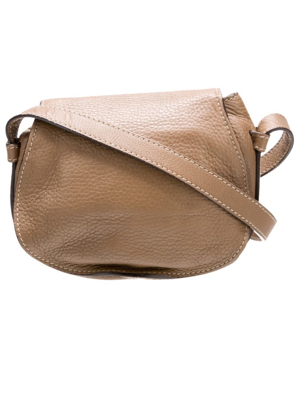 Chloe Tan Leather Saddle Crossbody with Gold Studs - Picture 4 of 6